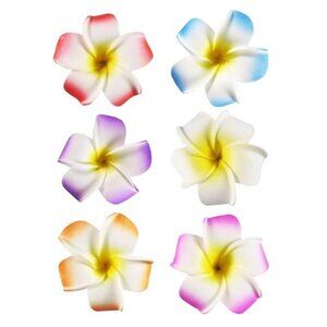 2.5" Hawaiian Flower Hair Clips - 6pc Set, Perfect for Luau Dresses